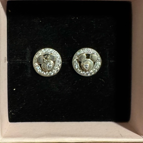 Authentic Disney Pandora Silver Stud Earrings with halo - Picture 4 of 4